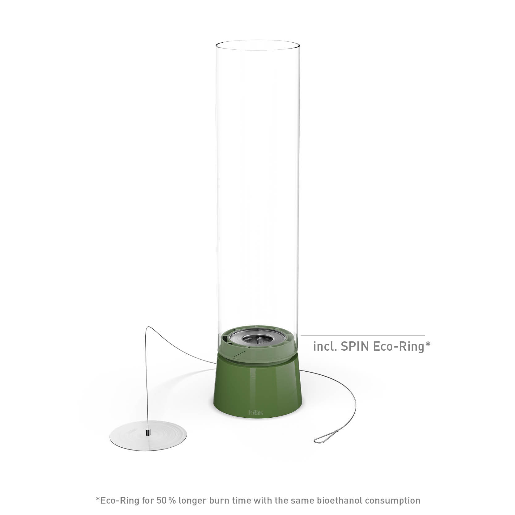 SPIN air 900 Cheminée de Table émail vert Une base verte avec un cylindre en verre, le 00818 SPIN air 900 Feu de Table Emaille Green, complète le moment avec son design réfléchi.