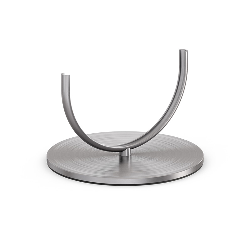 OVAL CANDLE 35 Base argent La photo présente un support en métal avec une base en métal, avec le cylindre en verre OVAL CANDLE 35.