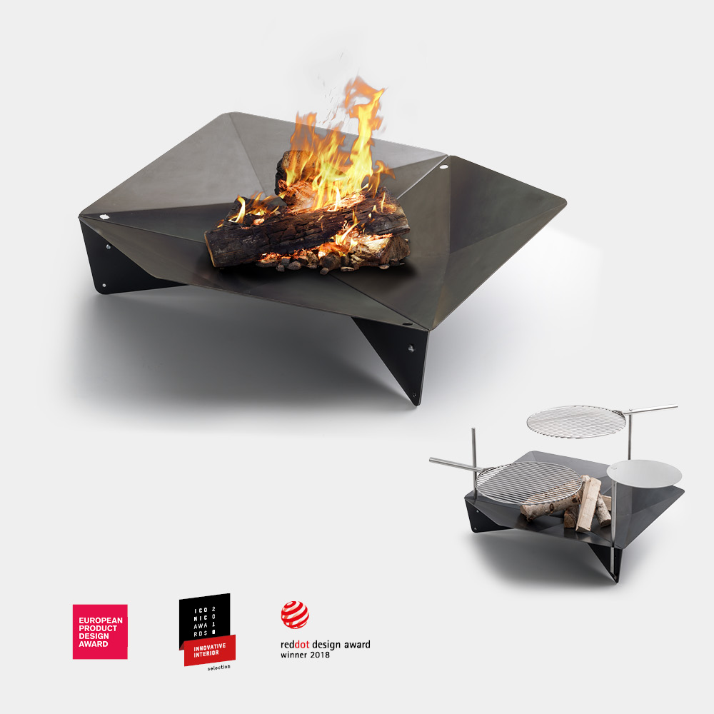 Un brasero avec un feu dedans