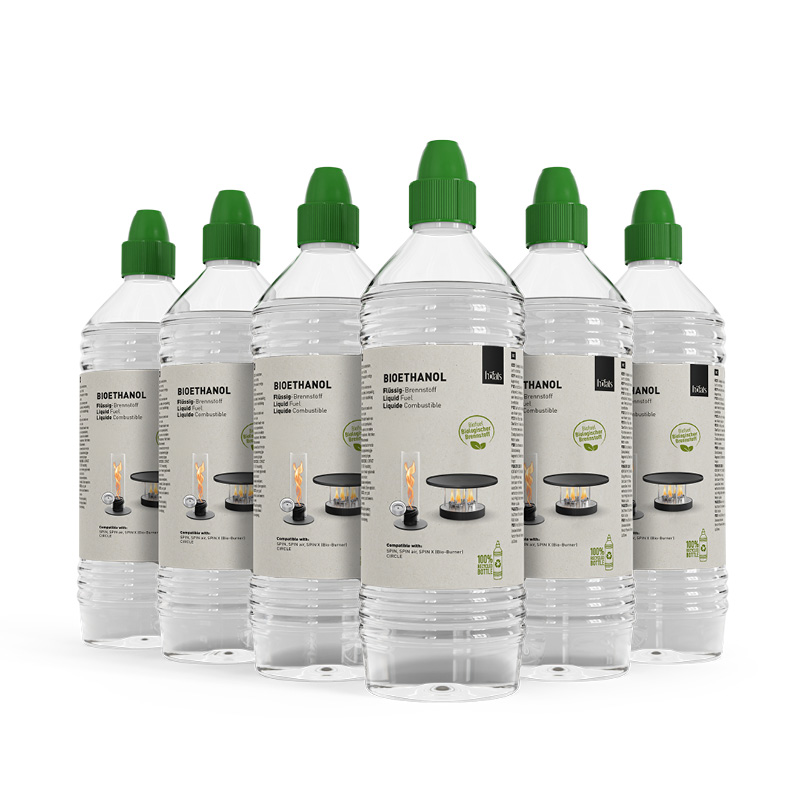 Bioéthanol Liquide Combustible bouteille de 1l | Lot de six Bioéthanol Liquide Combustible bouteille de 1l | Lot de six