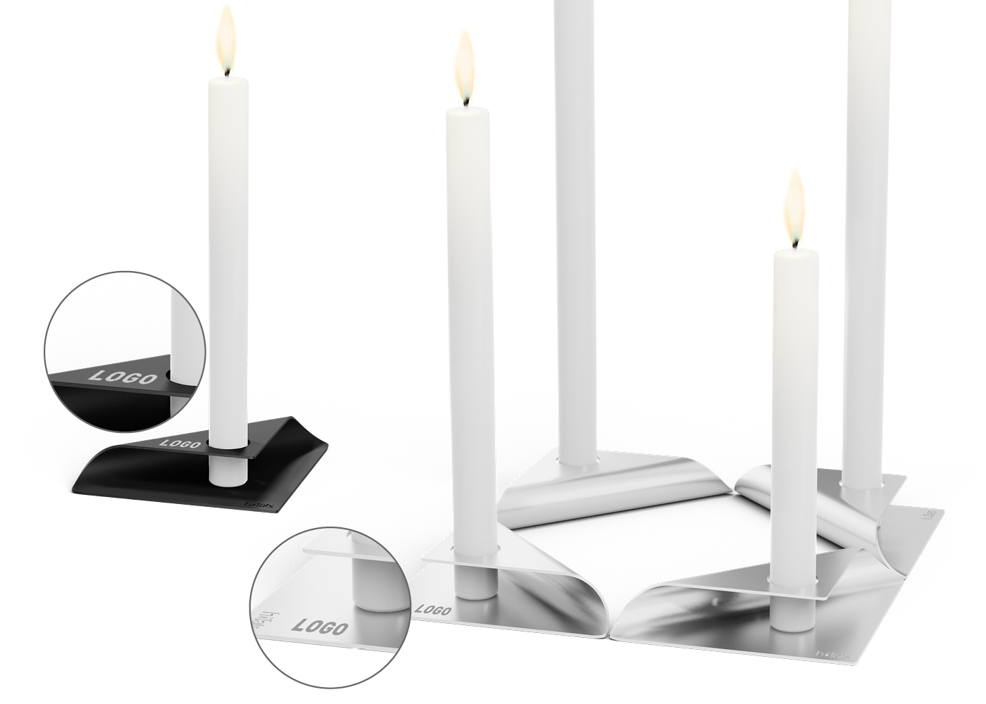 Exemples de personnalisation de produit avec la SQUARE CANDLE