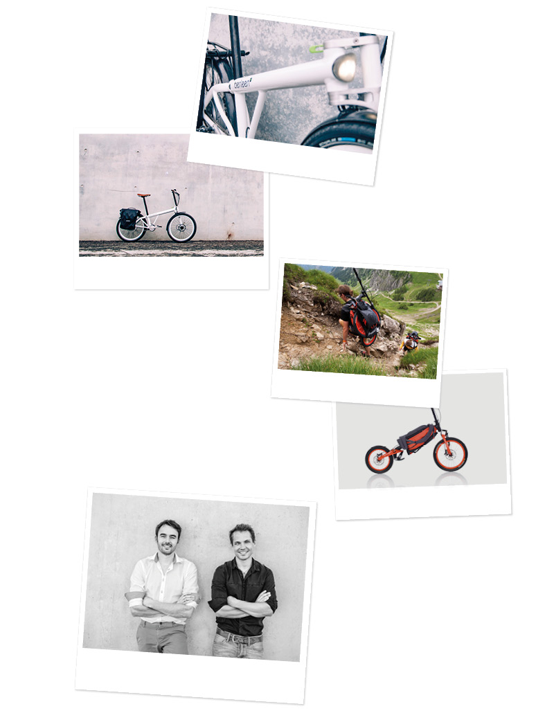 Un collage de photos d'un homme et d'un vélo.