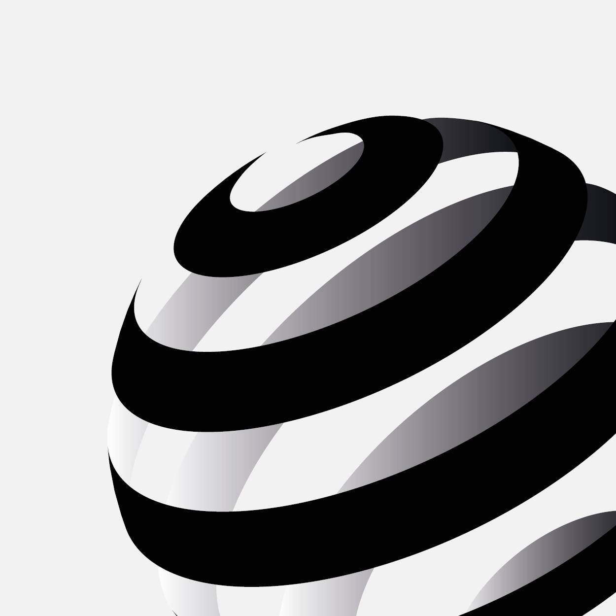 Ein schwarz-weißer Ball mit einem weißen Streifen.