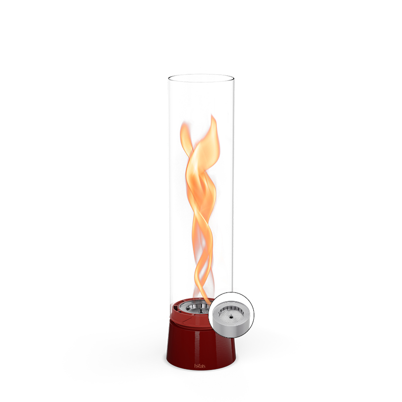 SPIN air 1200 Tabletop Fireplace enamel red The 00814 Spin Air 1200 Tablefire Emaille red is shown as a red tablefire with a white background, creating a stylish and accessible visual.