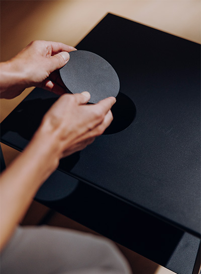 FIRE FRAME Lounge Tisch Aussparung für SPIN air Einbau