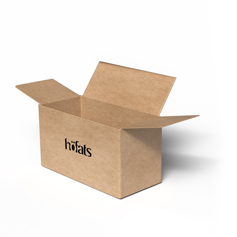 Carton d’expédition avec logo uniquement - parfait pour les cadeaux Une boîte en carton avec le mot 'höfats' écrit dessus