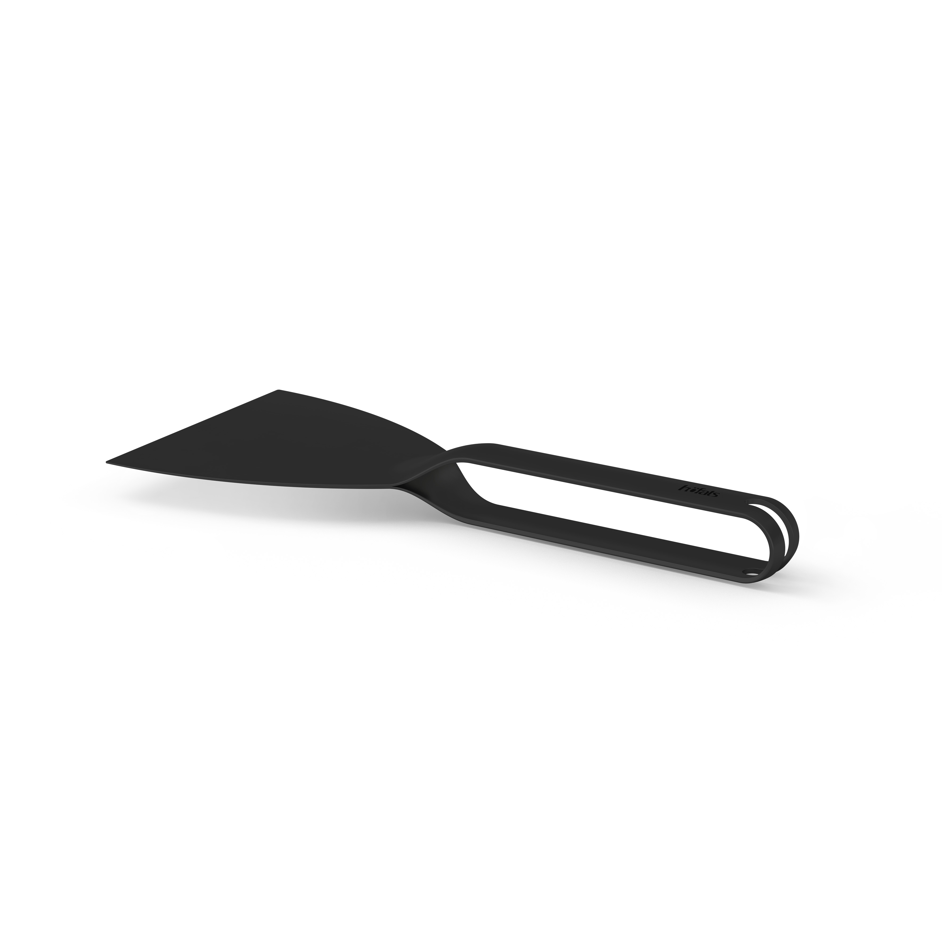 Le 00857 Spatule noire est présentée comme une raclette métallique noire avec un manche, créant une image élégante et accessible.