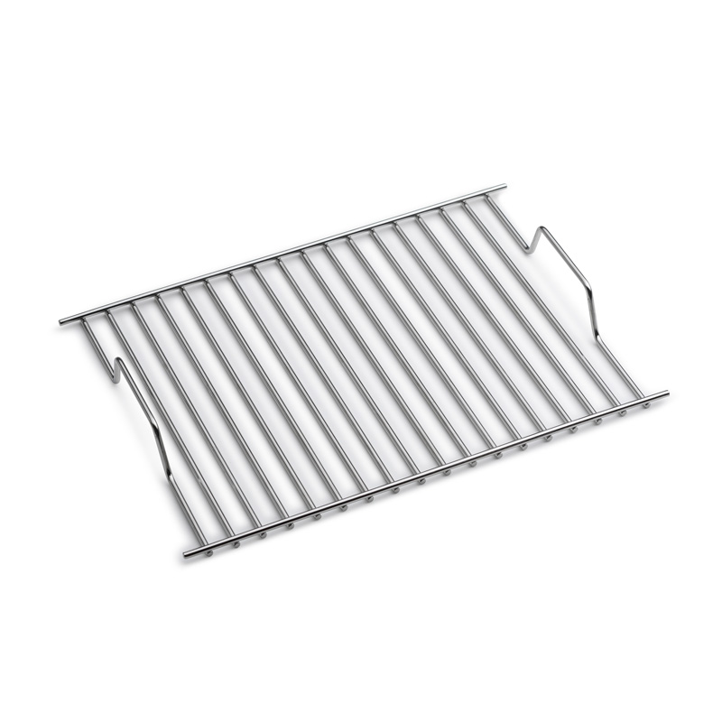 Illustrated is a stainless steel grill gring rack, with the BEER BOX Grid.