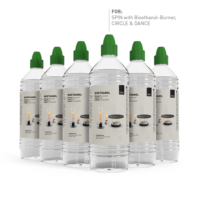 Bioéthanol Liquide Combustible bouteille de 1l | Lot de six Bioéthanol Liquide Combustible bouteille de 1l | Lot de six