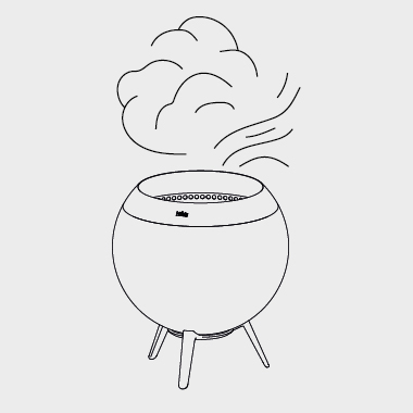Eine Zeichnung eines Topfes, aus dem Rauch aufsteigt