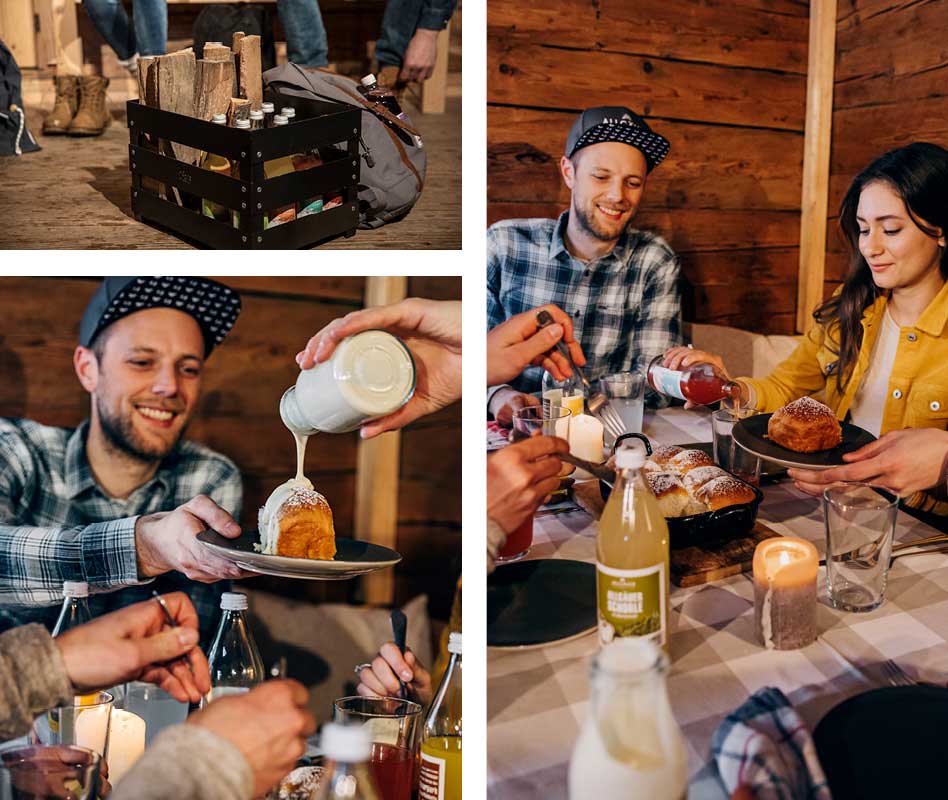 Scene showing a collage of people enjoying a meal at a restaurant