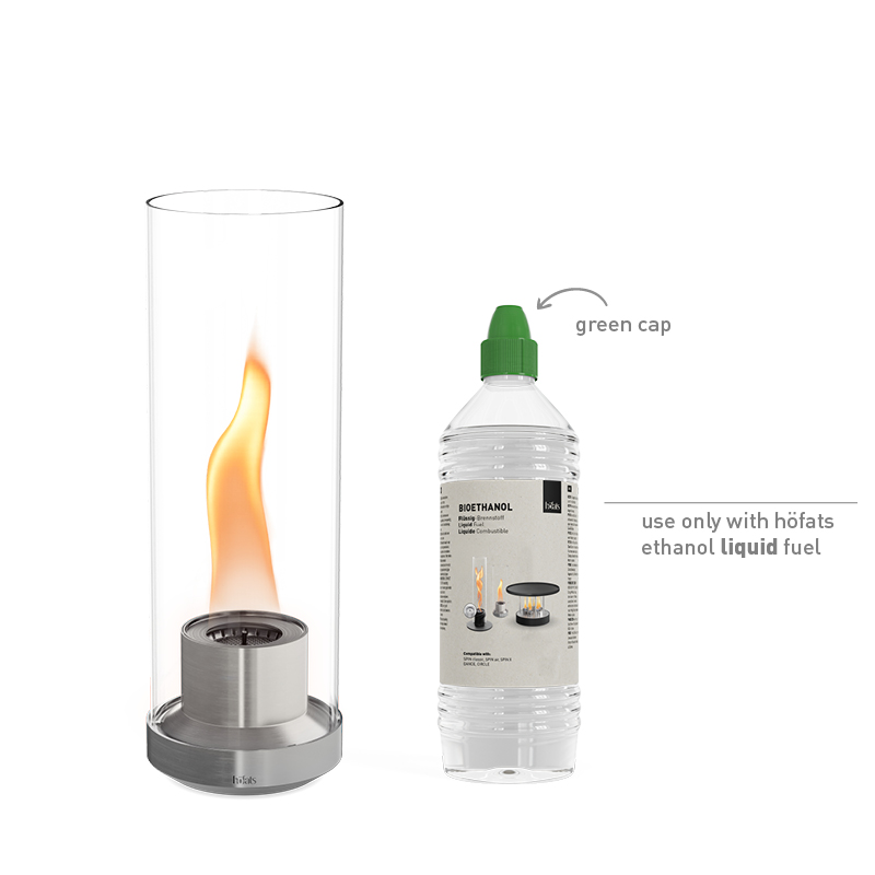 DANCE 1200 Tabletop Fireplace silver DANCE Tischfeuer silber Studiobild