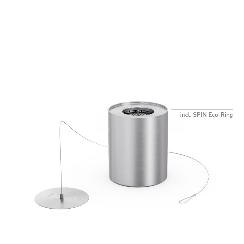 Bioethanol-Burner 900 mit Eco-Ring und Löschdeckel Eine Darstellung des 900 BioBurners und seines Deckels mit einem weißen Hintergrund