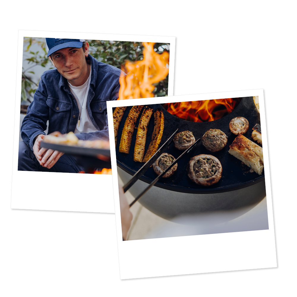 Un homme cuisine de la nourriture sur un grill