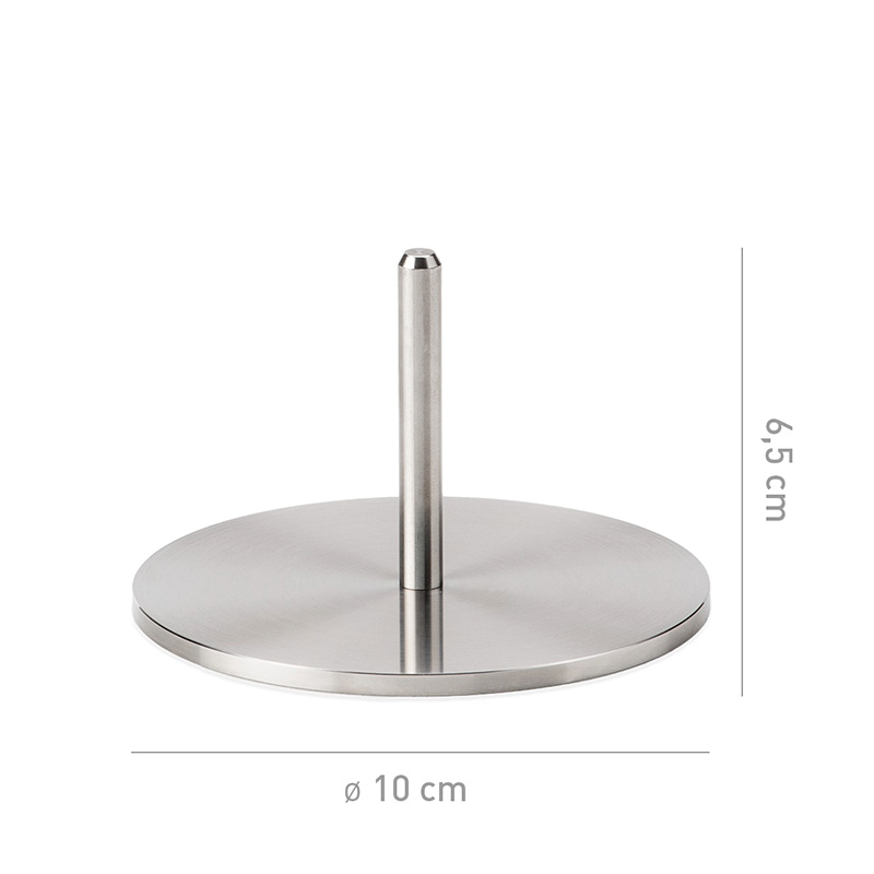 An image showing a stainless steel plate with a round base, with the Stainless Steel Base for Poker.