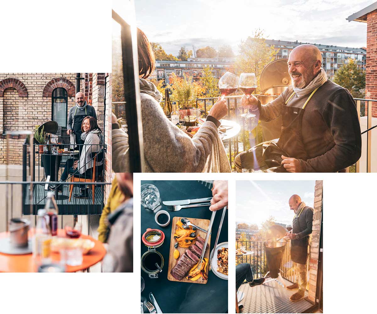 Das Foto zeigt eine Collage von Fotos von Menschen, die in einem Restaurant mit dem CONE Spaß haben.
