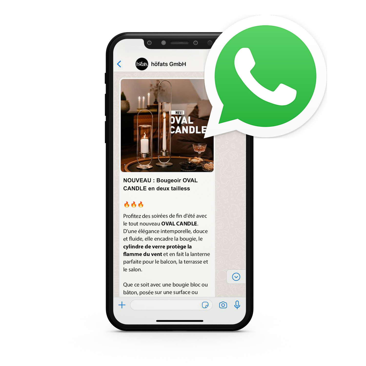 Exemple d'un message d'actualité WhatsApp
