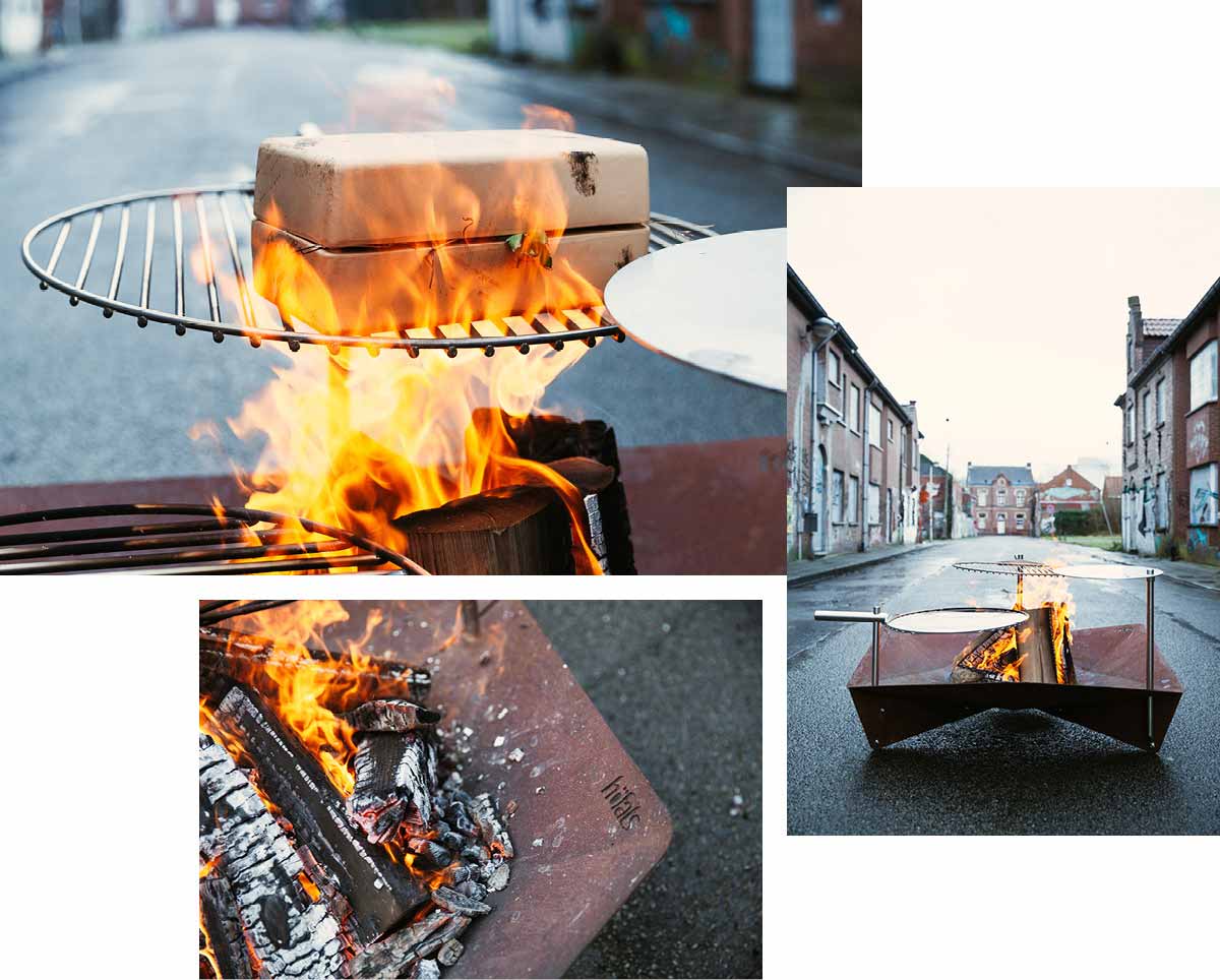 An image showing a fire pit with a grill on it, with the BBQ Starter.