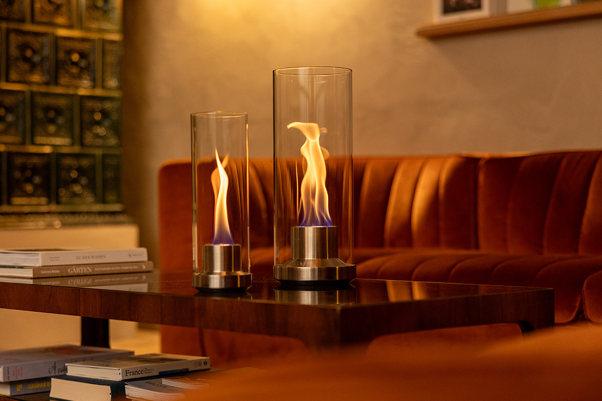DANCE 900 Tabletop Fireplace silver DANCE silber atmo
