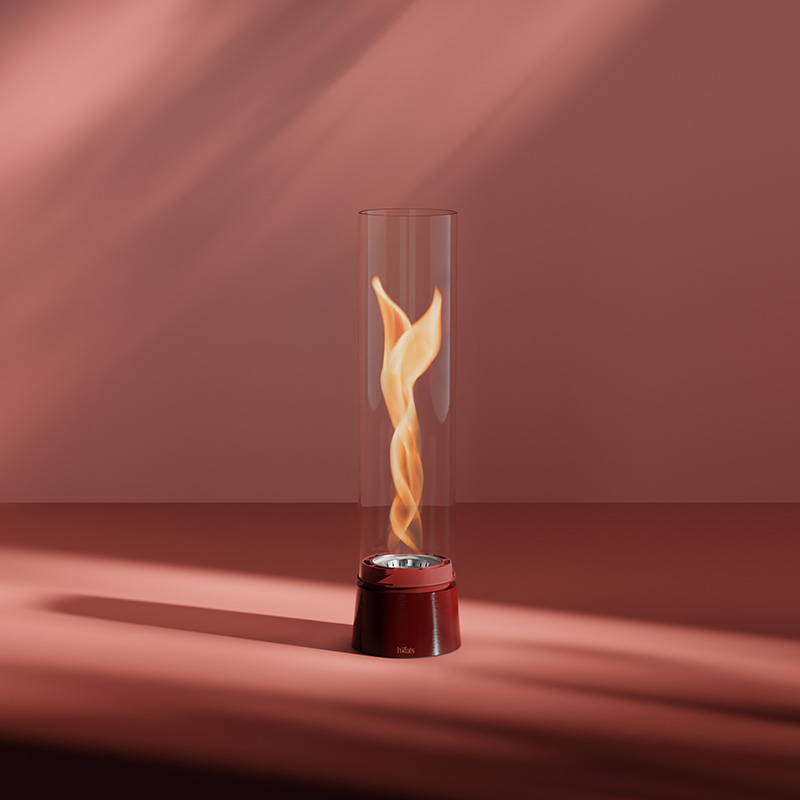 A spin with a flame inside the 00813 Spin Air 900 Tablefire Emaille red complements the moment with its thoughtful design.