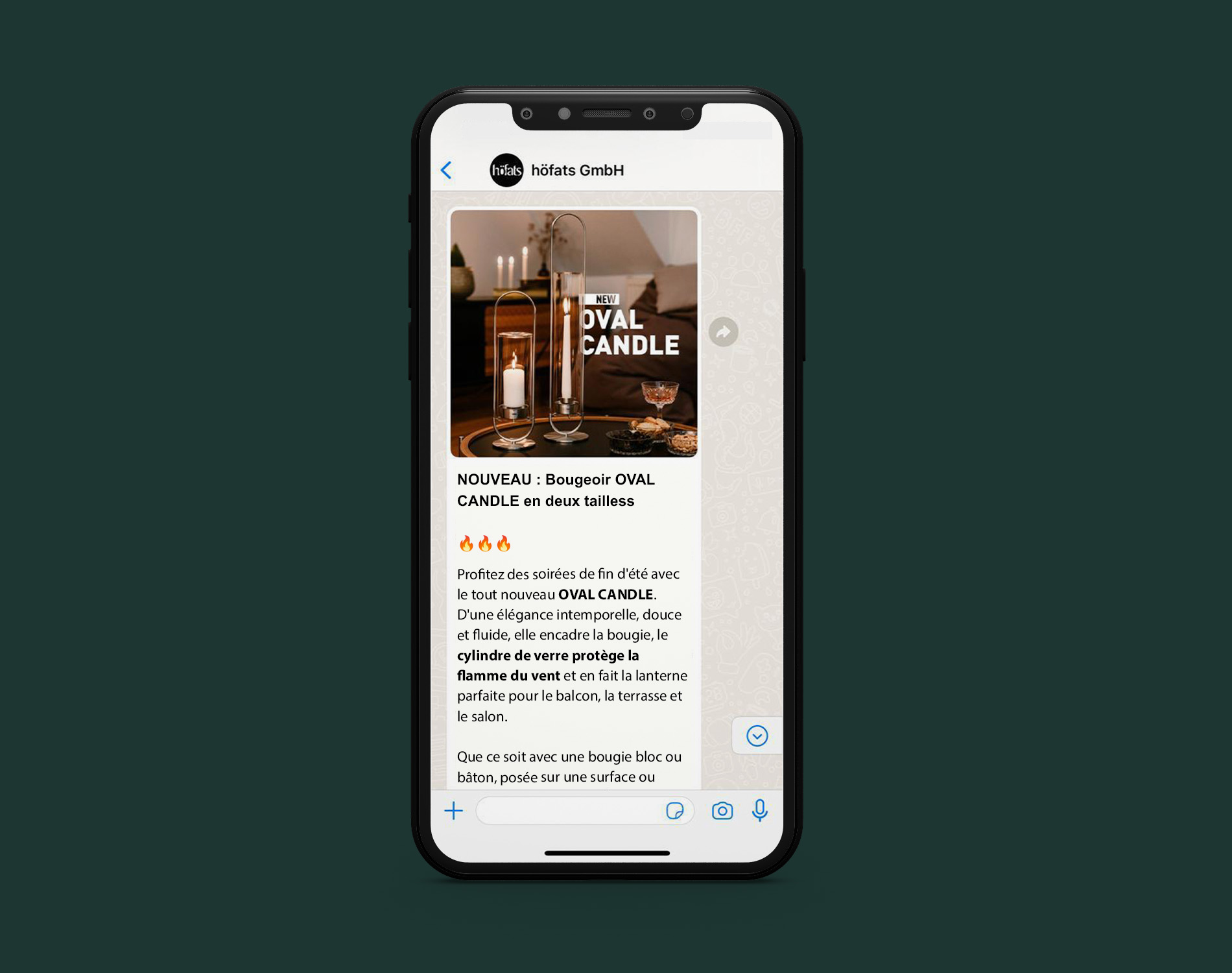 Exemple d'une publication de nouvelles sur WhatsApp