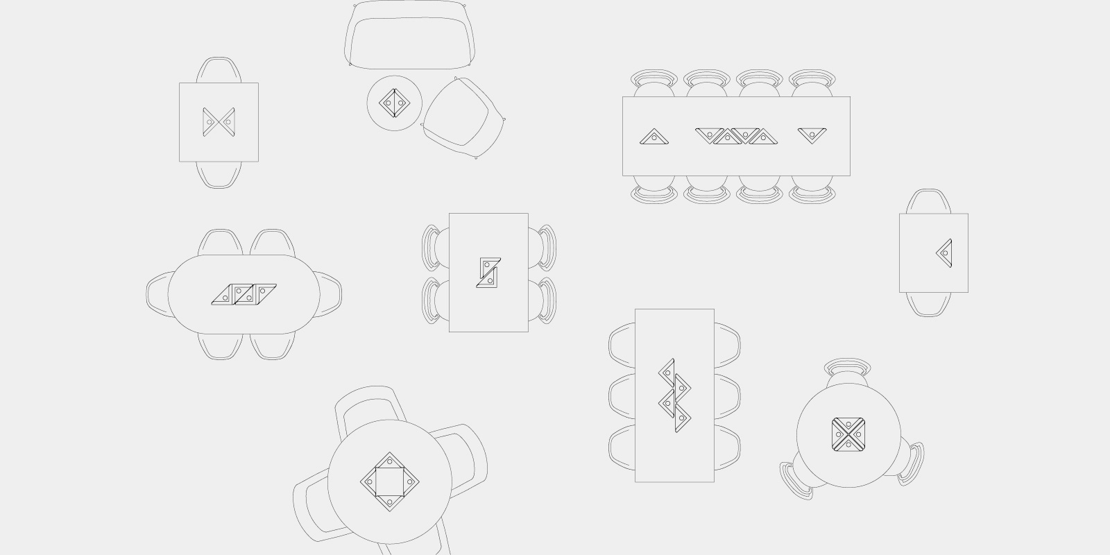 Une vue d'un ensemble de différentes formes et tailles d'un appareil photo, avec la SQUARE CANDLE .