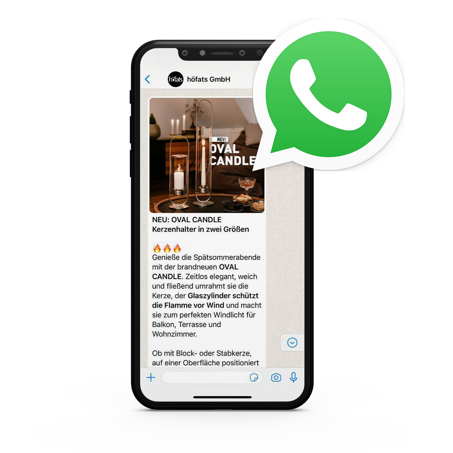 Beispiel für einen WhatsApp-Nachrichtenbeitrag