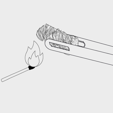 Eine Zeichnung eines brennenden Streichholzes
