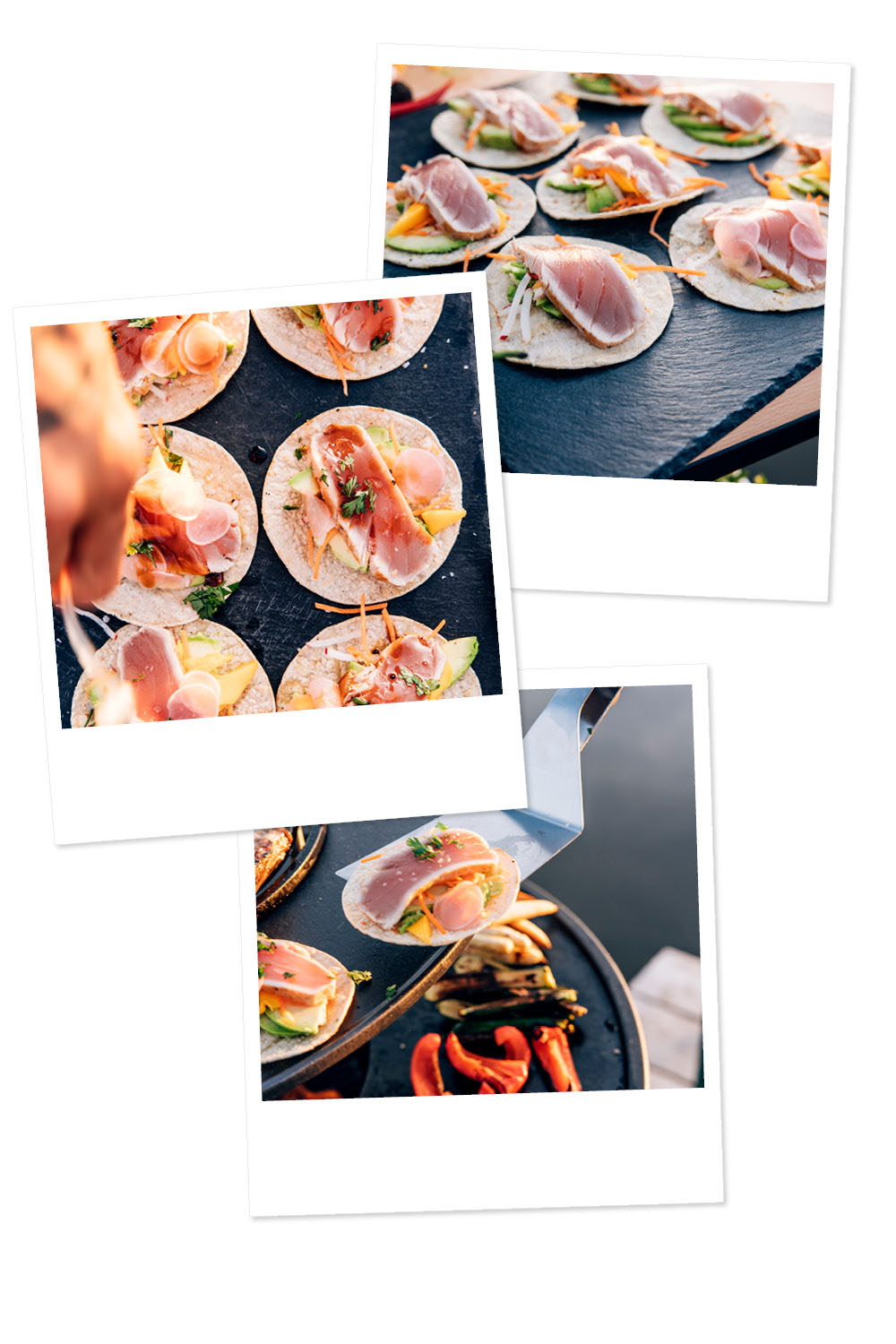 a collage of three photos of food.