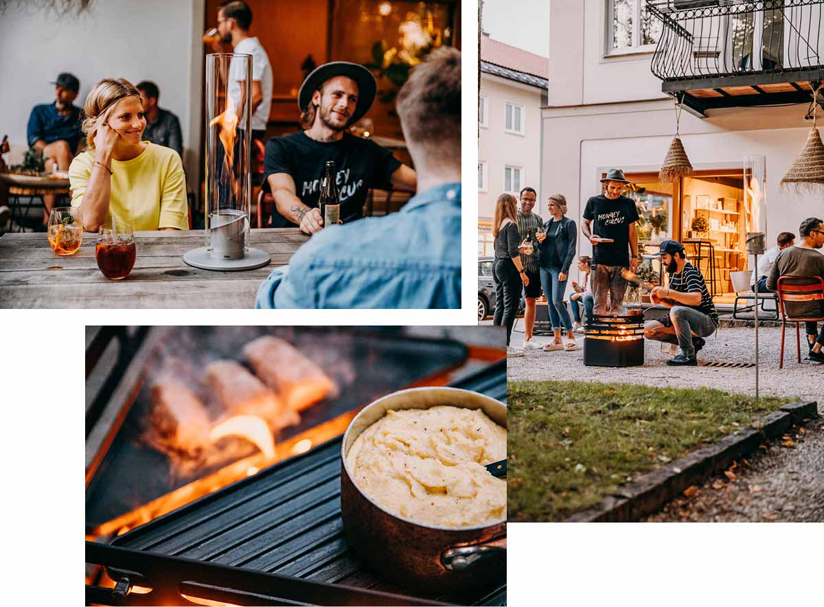 Illustrated is a collage of people enjoying around a fire pit, with the discount total value of.